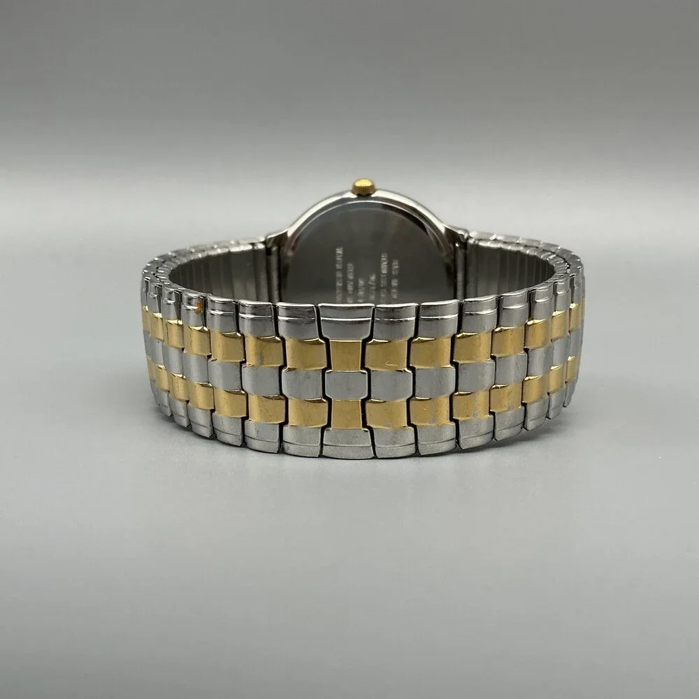 Armitron Mens Watch 35mm Silver Gold Two Tone Day Date 20/1730-1 New Battery